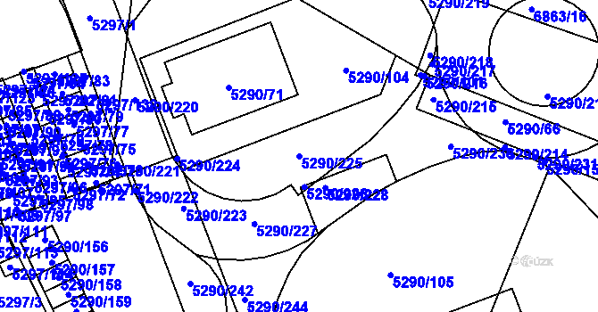 Parcela st. 5290/225 v KÚ Přerov, Katastrální mapa