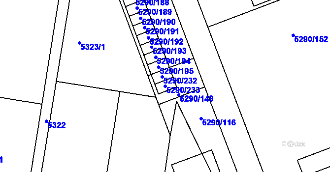 Parcela st. 5290/233 v KÚ Přerov, Katastrální mapa