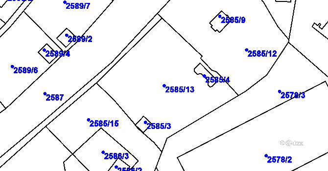Parcela st. 2585/13 v KÚ Přerov, Katastrální mapa