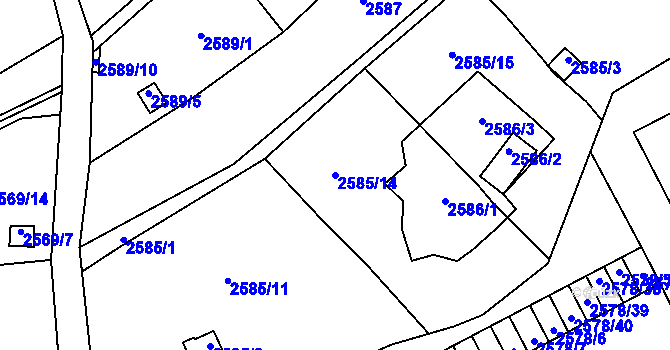 Parcela st. 2585/14 v KÚ Přerov, Katastrální mapa