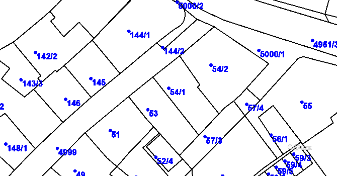 Parcela st. 54/1 v KÚ Přerov, Katastrální mapa