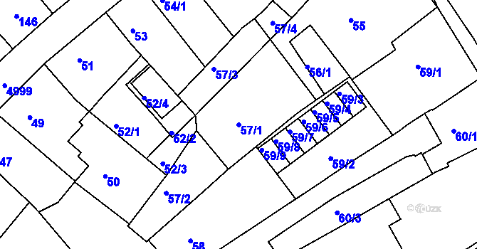 Parcela st. 57/1 v KÚ Přerov, Katastrální mapa