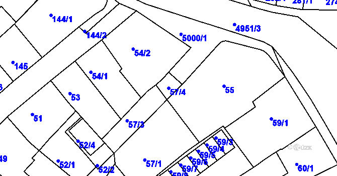 Parcela st. 57/4 v KÚ Přerov, Katastrální mapa