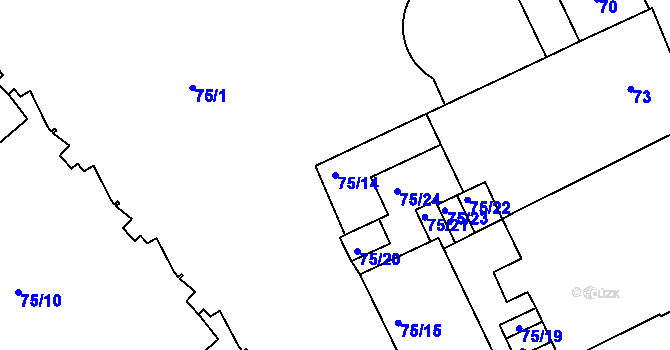 Parcela st. 75/14 v KÚ Přerov, Katastrální mapa