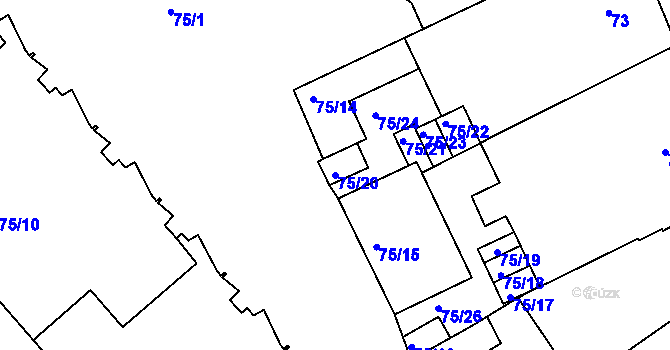 Parcela st. 75/20 v KÚ Přerov, Katastrální mapa