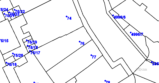 Parcela st. 76 v KÚ Přerov, Katastrální mapa