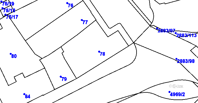 Parcela st. 78 v KÚ Přerov, Katastrální mapa