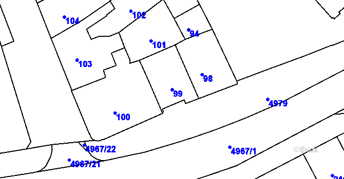 Parcela st. 99 v KÚ Přerov, Katastrální mapa
