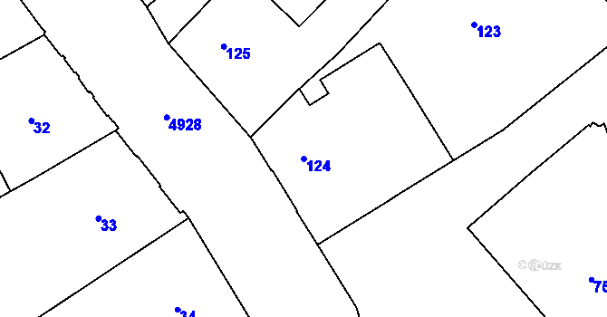 Parcela st. 124 v KÚ Přerov, Katastrální mapa