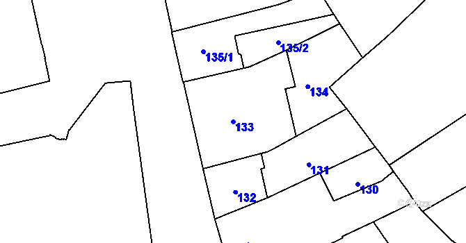 Parcela st. 133 v KÚ Přerov, Katastrální mapa