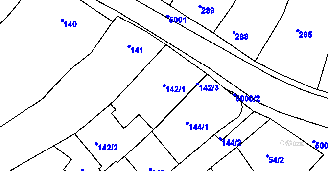 Parcela st. 142/1 v KÚ Přerov, Katastrální mapa