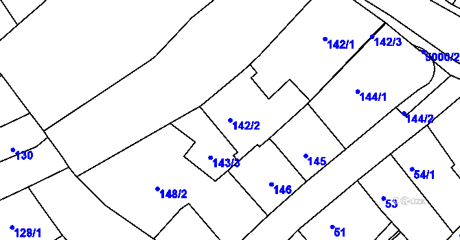 Parcela st. 142/2 v KÚ Přerov, Katastrální mapa