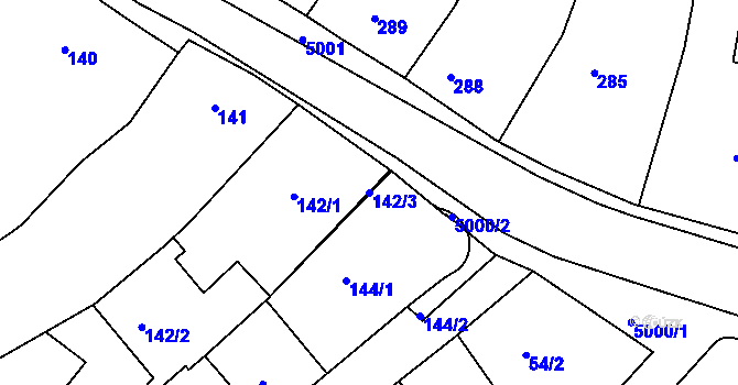 Parcela st. 142/3 v KÚ Přerov, Katastrální mapa