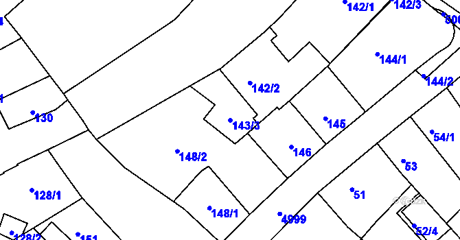 Parcela st. 143/3 v KÚ Přerov, Katastrální mapa