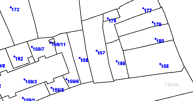 Parcela st. 157 v KÚ Přerov, Katastrální mapa