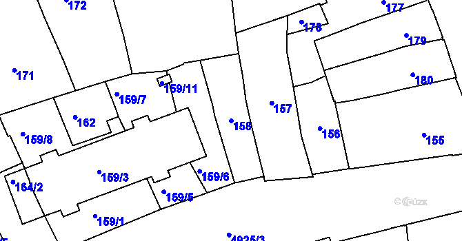 Parcela st. 158 v KÚ Přerov, Katastrální mapa