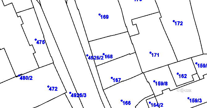 Parcela st. 168 v KÚ Přerov, Katastrální mapa