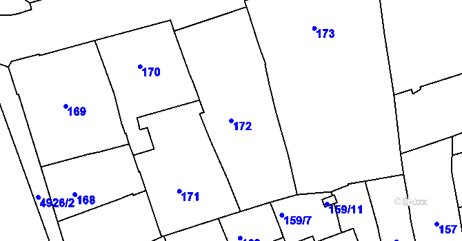 Parcela st. 172 v KÚ Přerov, Katastrální mapa