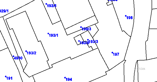 Parcela st. 193/6 v KÚ Přerov, Katastrální mapa