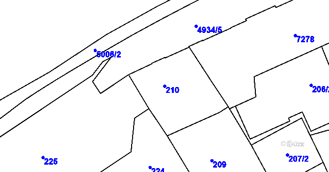Parcela st. 210 v KÚ Přerov, Katastrální mapa