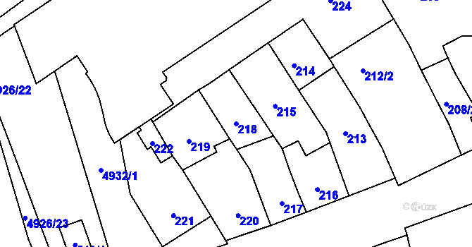 Parcela st. 218 v KÚ Přerov, Katastrální mapa