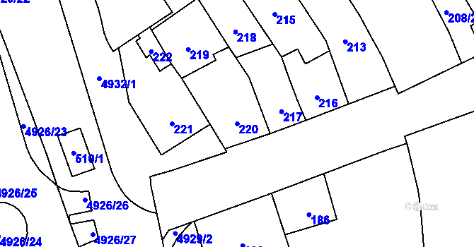 Parcela st. 220 v KÚ Přerov, Katastrální mapa