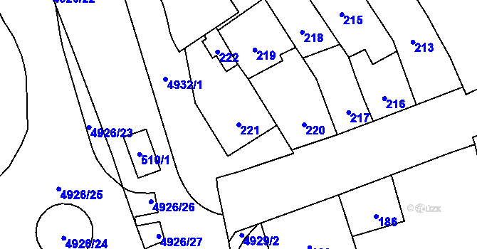 Parcela st. 221 v KÚ Přerov, Katastrální mapa