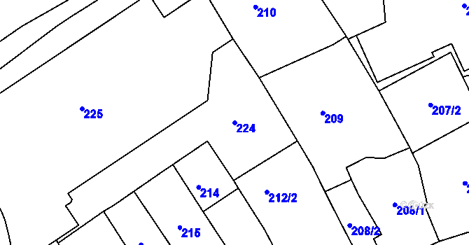 Parcela st. 224 v KÚ Přerov, Katastrální mapa
