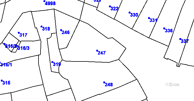 Parcela st. 247 v KÚ Přerov, Katastrální mapa