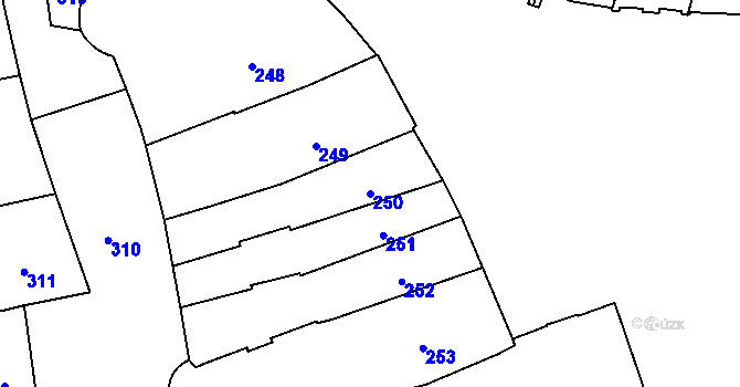 Parcela st. 250 v KÚ Přerov, Katastrální mapa