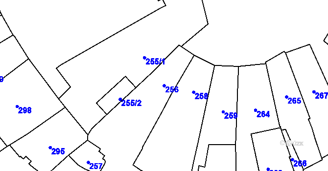 Parcela st. 256 v KÚ Přerov, Katastrální mapa