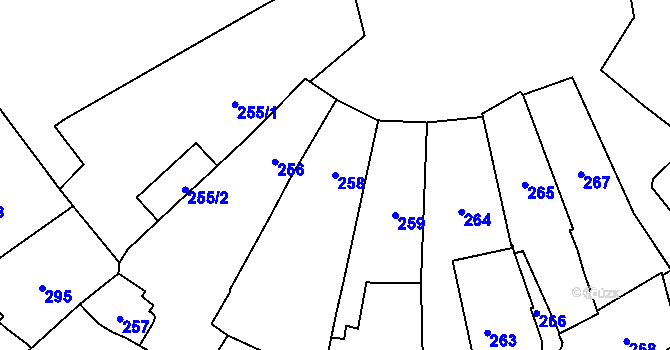 Parcela st. 258 v KÚ Přerov, Katastrální mapa