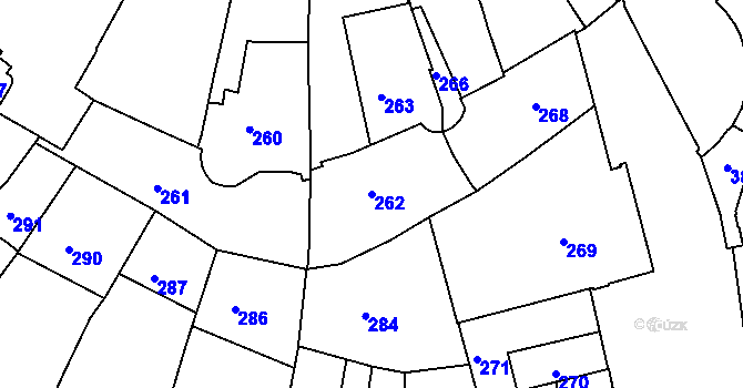 Parcela st. 262 v KÚ Přerov, Katastrální mapa