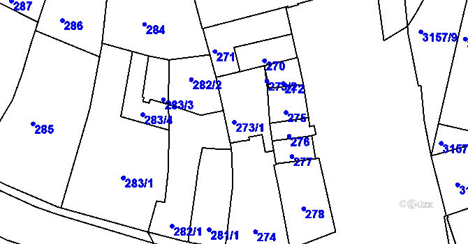 Parcela st. 273/1 v KÚ Přerov, Katastrální mapa