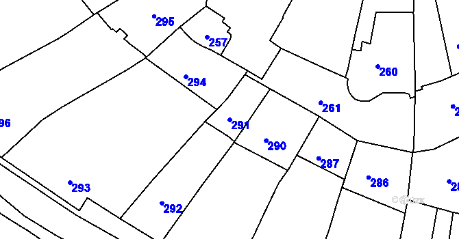 Parcela st. 291 v KÚ Přerov, Katastrální mapa