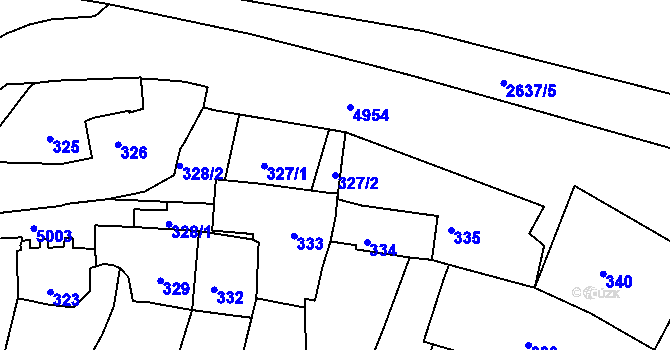 Parcela st. 327/2 v KÚ Přerov, Katastrální mapa