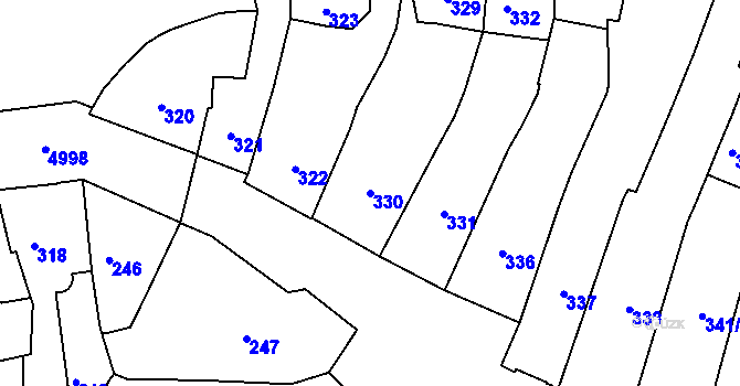 Parcela st. 330 v KÚ Přerov, Katastrální mapa