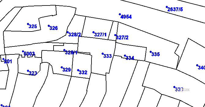 Parcela st. 333 v KÚ Přerov, Katastrální mapa
