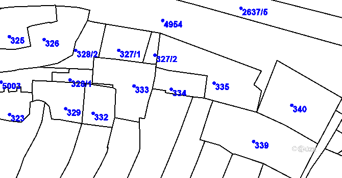 Parcela st. 334 v KÚ Přerov, Katastrální mapa