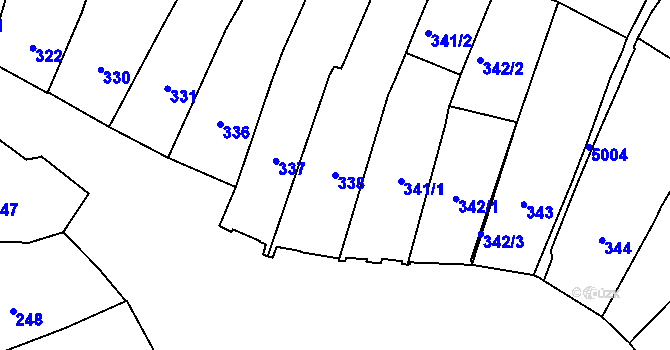 Parcela st. 338 v KÚ Přerov, Katastrální mapa