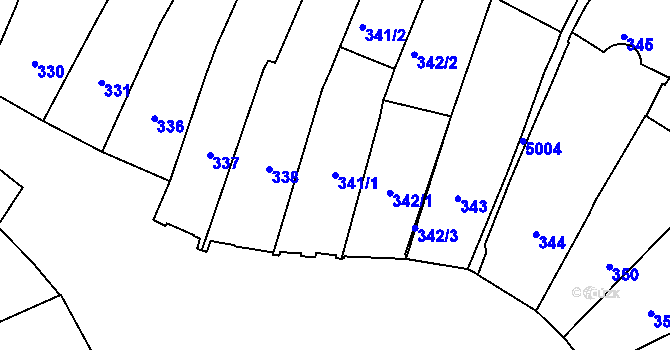 Parcela st. 341/1 v KÚ Přerov, Katastrální mapa