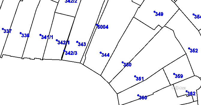 Parcela st. 344 v KÚ Přerov, Katastrální mapa