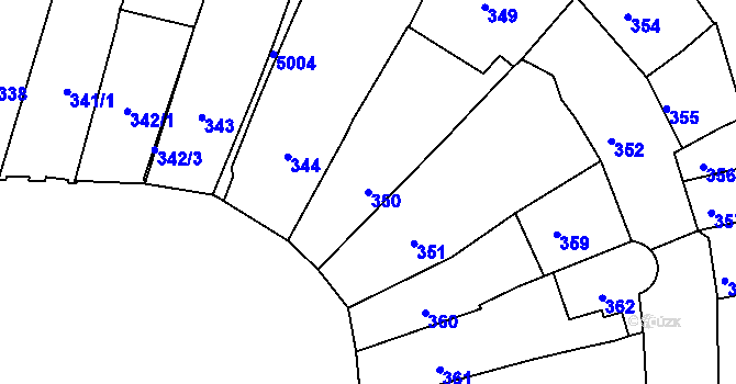 Parcela st. 350 v KÚ Přerov, Katastrální mapa