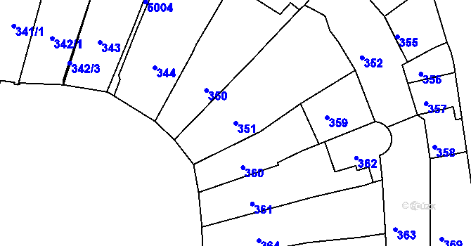 Parcela st. 351 v KÚ Přerov, Katastrální mapa
