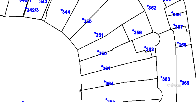 Parcela st. 360 v KÚ Přerov, Katastrální mapa