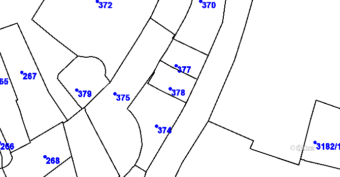 Parcela st. 378 v KÚ Přerov, Katastrální mapa
