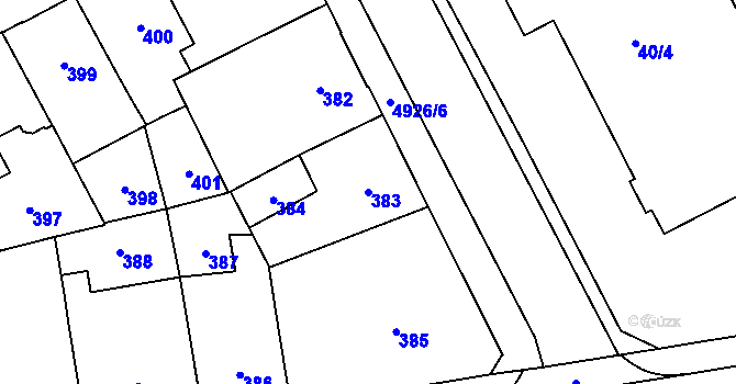 Parcela st. 383 v KÚ Přerov, Katastrální mapa