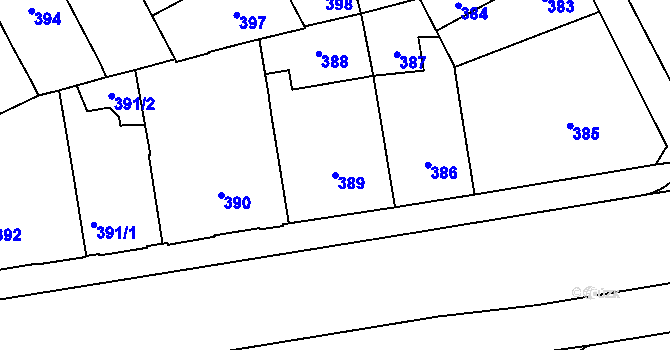 Parcela st. 389 v KÚ Přerov, Katastrální mapa