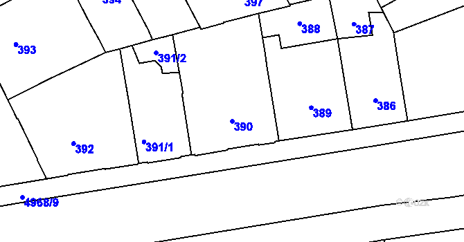Parcela st. 390 v KÚ Přerov, Katastrální mapa