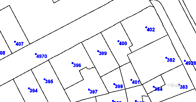 Parcela st. 399 v KÚ Přerov, Katastrální mapa